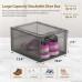 Mitees 10 Pack XX Large Thicken Sturdy Hard Plastic Clear Stackable Shoe Storage Boxes for Size 12, Sneaker Shoe Rack Containers Holders Bins Display Case Organizer for Closet, White