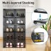 Mitees 10 Pack XX Large Thicken Sturdy Hard Plastic Clear Stackable Shoe Storage Boxes for Size 12, Sneaker Shoe Rack Containers Holders Bins Display Case Organizer for Closet, White