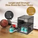 Mitees 10 Pack XX Large Thicken Sturdy Hard Plastic Clear Stackable Shoe Storage Boxes for Size 12, Sneaker Shoe Rack Containers Holders Bins Display Case Organizer for Closet, White