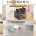 Mitees 10 Pack XX Large Thicken Sturdy Hard Plastic Clear Stackable Shoe Storage Boxes for Size 12, Sneaker Shoe Rack Containers Holders Bins Display Case Organizer for Closet, White
