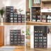Mitees 10 Pack XX Large Thicken Sturdy Hard Plastic Clear Stackable Shoe Storage Boxes for Size 12, Sneaker Shoe Rack Containers Holders Bins Display Case Organizer for Closet, White